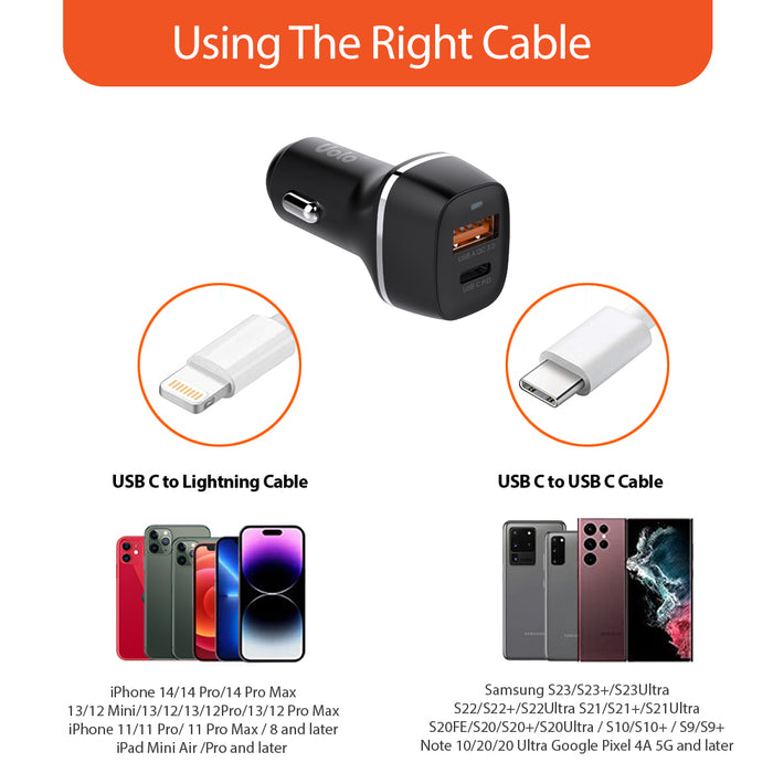 Uolo Volt 30W PD Car Charger with 18W USB A Port