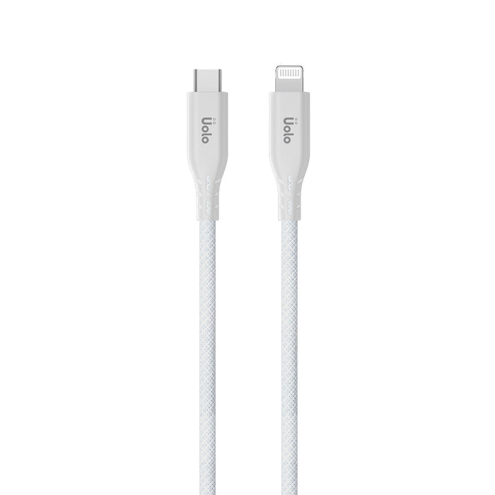 Uolo Link 2m Braided USB C to Lightning Charge & Sync Cable, White