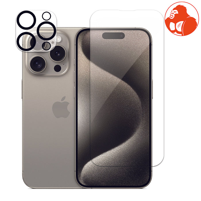 Uolo Shield Premium Gorilla Glass Screen Protector with Camera Lens Shield for iPhone 15 Pro