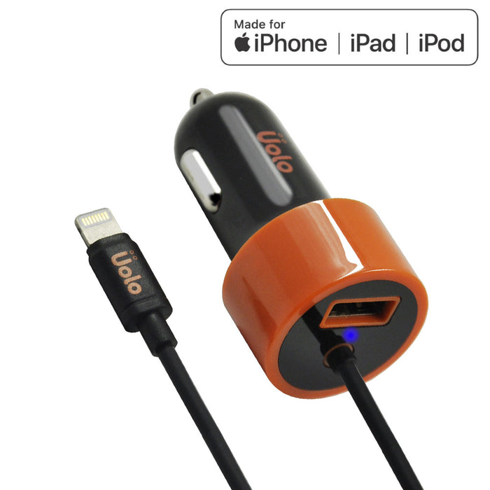 Uolo Volt 2.4A Lightning Car Charger with 1A USB Port