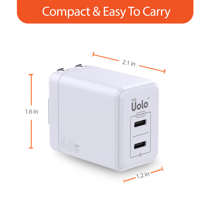 Uolo Volt 45W Dual USB C GaN Wall Charger