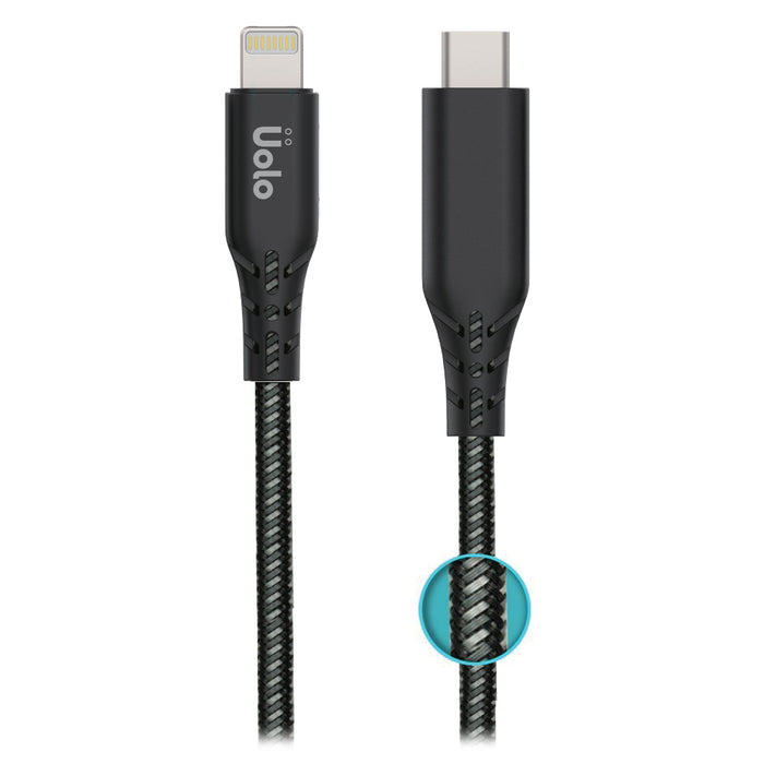 Uolo Link 2m Braided USB C to Lightning Charge & Sync Cable