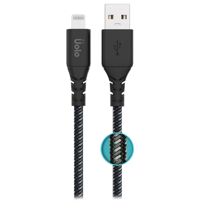 Uolo Link 2m Braided Lightning to USB A Charge & Sync Cable