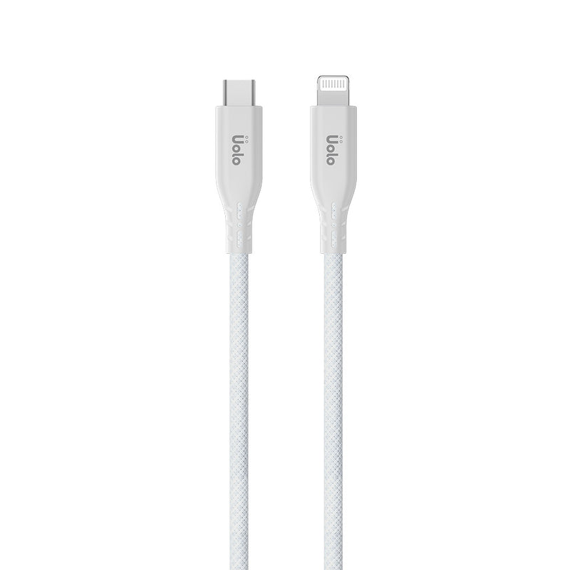 Uolo Link 2m Braided USB C to Lightning Charge & Sync Cable, White