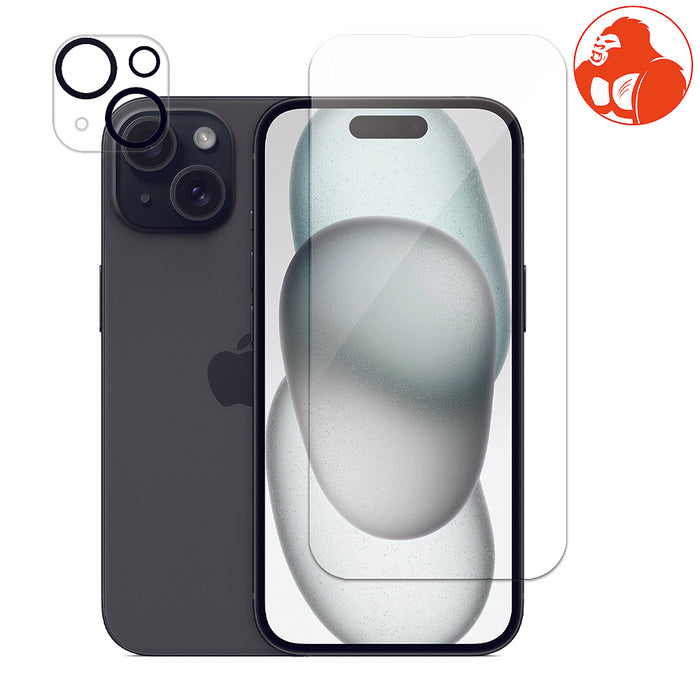 Uolo Shield Premium Gorilla Glass Screen Protector with Camera Lens Shield for iPhone 15