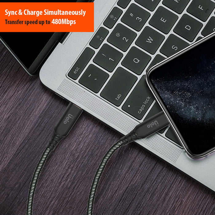 Uolo Link 2m Braided USB C to Lightning Charge & Sync Cable