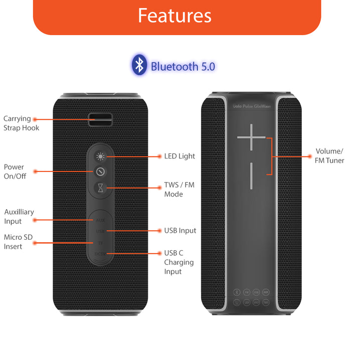 Uolo Pulse GloWave Bluetooth & FM Speaker