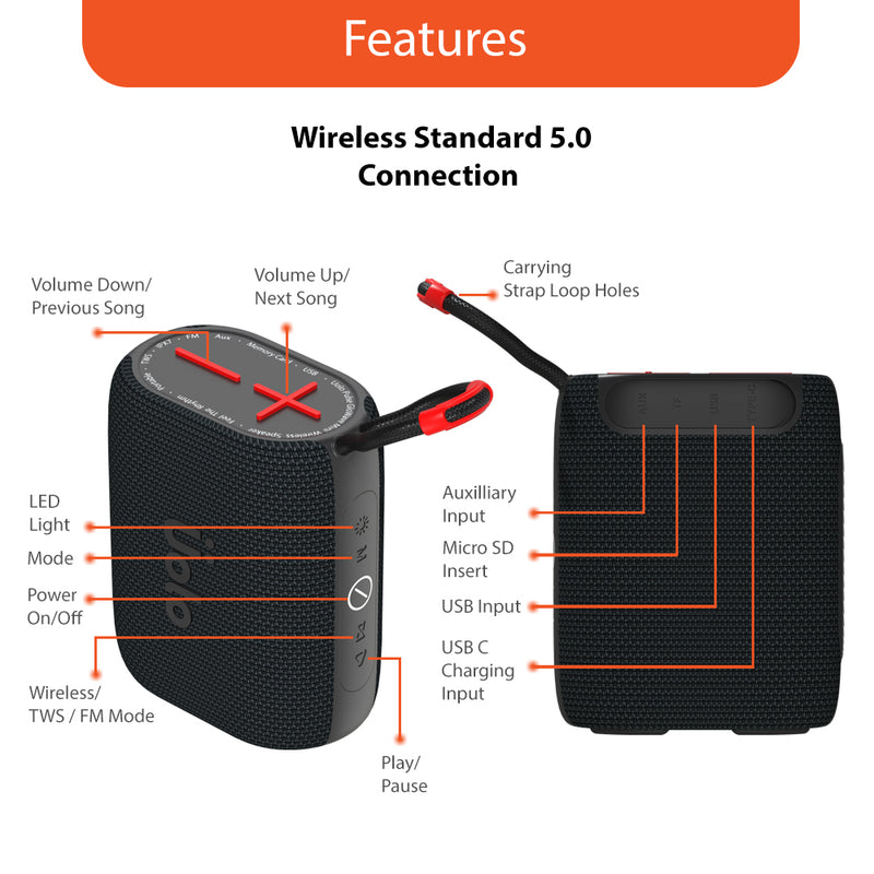 Uolo Pulse GloWave Mini Wireless & FM Radio Speaker