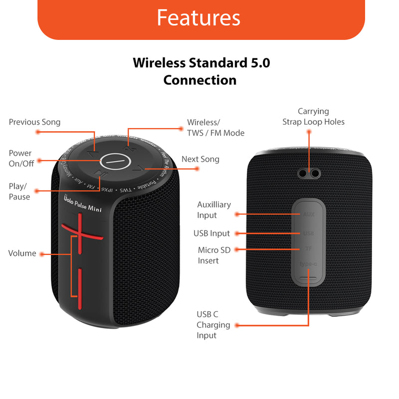 Uolo Pulse Mini Wireless & FM Speaker