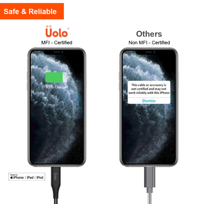 Uolo Link 2m Braided USB C to Lightning Charge & Sync Cable